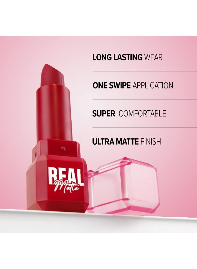 ميلا بيوتي أحمر الشفاه "ريال مات" (Real Matte) من ميلا بوتيه (Mila Beauté) | غني بخلاصة ثمر الورد | لمسة نهائية مطفية للغاية وثبات طويل الأمد | تغطية كاملة بمسحة واحدة، خفيف الوزن ومريح - درجة 6-موكا براون (Mocha Brown) | 4.2 جم - Image 4