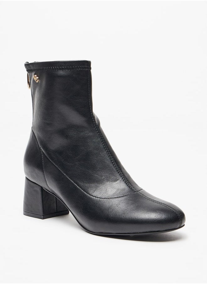 Celeste Women's Solid Ankle Boots with Zip Closure and Block Heels  - Image 1