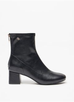 Celeste Women's Solid Ankle Boots with Zip Closure and Block Heels  - Image 3