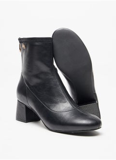 Celeste Women's Solid Ankle Boots with Zip Closure and Block Heels  - Image 4