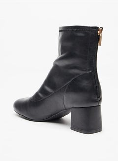 Celeste Women's Solid Ankle Boots with Zip Closure and Block Heels  - Image 2