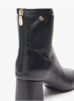 Celeste Women's Solid Ankle Boots with Zip Closure and Block Heels  - Image 5