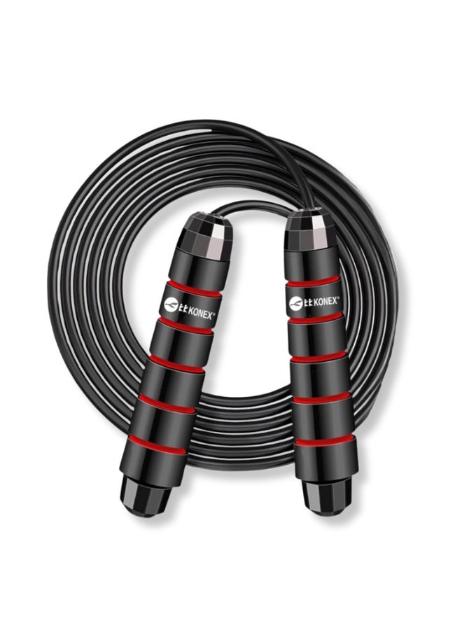 KONEX Adjustable Skipping Rope for Men & Women | Jumping Rope for Fitness, Home & Gym Workouts (Red) - Image 1