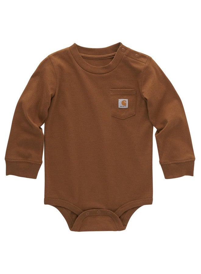 carhartt Carhartt Long-Sleeve Pocket Bodysuit, Carhartt Brown, 3 Months 