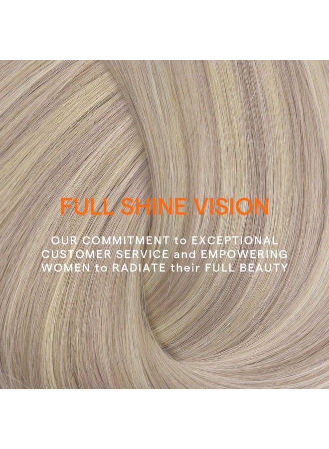 Full Shine Clip in Hair Extensions Real Human Hair Blonde 22 Inch Clip in Human Hair Ash Blonde Highlight Seamless Hair Extensions Clip ins for Women 7 Pcs 120 G - Image 5