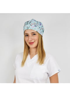 Nur Medikal Giyim Nur Medical Clothing Blue Beauty Patterned Surgical Cap  - Image 1