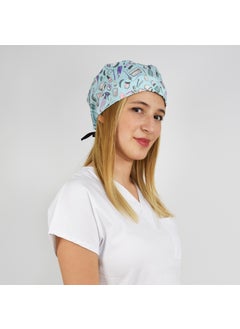 Nur Medikal Giyim Nur Medical Clothing Blue Beauty Patterned Surgical Cap  - Image 3