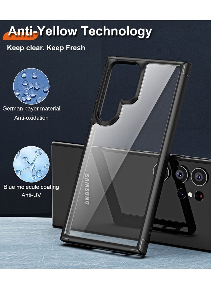 YoYoTech Samsung Galaxy S23 Ultra case 6.8 inch 2023 Defender Hard Transparent Back Anti Scratch Ultra Thin Shockproof Cover Black  - Image 4