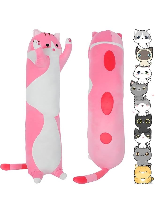 The Bros Cat Hugging Plush Pillow - 20" Comfortable Stuffed Cute Kitten Doll - Pink Plushies Toy Gift for Girls, Boys and Girlfriend (19.6in/50cm)  - Image 1