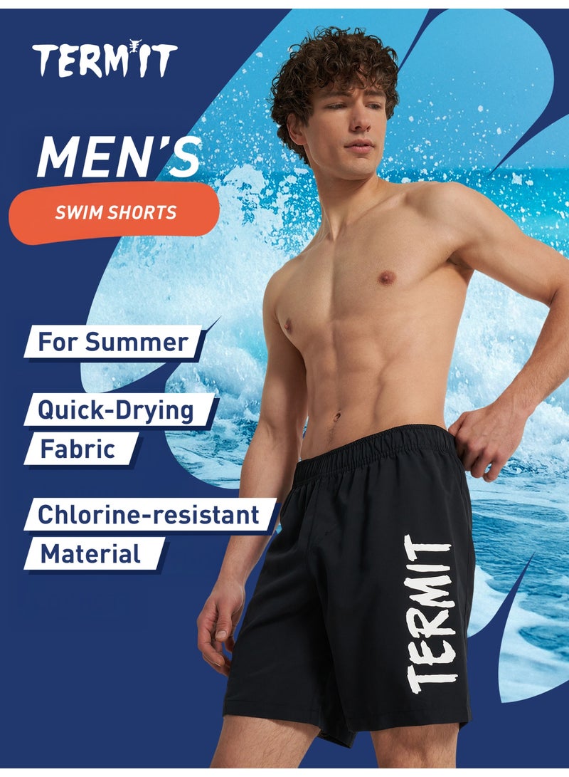 Termit Men's Beach Shorts Black – Quick-Drying, Swimming Fabric, Adjustable Waistband, Velcro Pocket, Chlorine Resistant, Ideal for Water Sports - Image 2