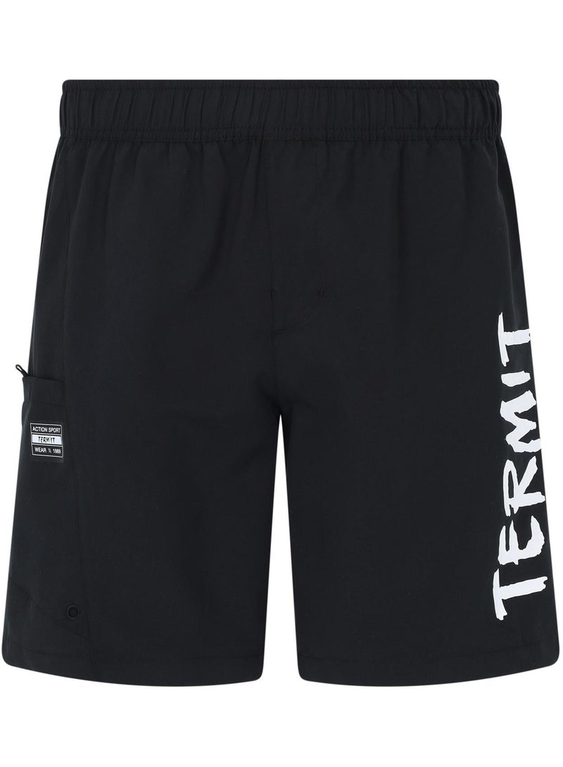 Termit Men's Beach Shorts Black – Quick-Drying, Swimming Fabric, Adjustable Waistband, Velcro Pocket, Chlorine Resistant, Ideal for Water Sports - Image 1