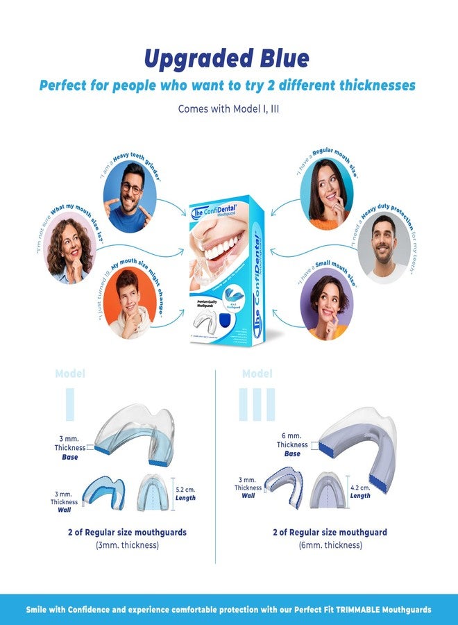 The ConfiDental - Pack of 4 Moldable Mouth Guard for Teeth Grinding Clenching Bruxism, Sport Athletic, Whitening Tray, Including 2 Regular and 2 Heavy Duty Guard (2 (LLL) Regular 2 (II) Heavy Duty) - Image 2