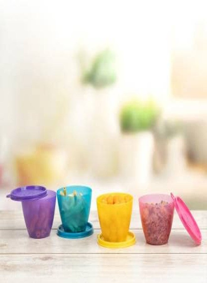 Tupperware Liquid Tight Bowled Over Plastic Fridge Container 400 ml Pack of 4 (Multicolor) - Image 1