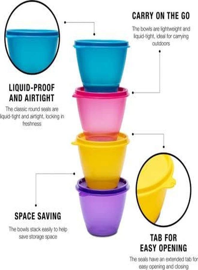 Tupperware Liquid Tight Bowled Over Plastic Fridge Container 400 ml Pack of 4 (Multicolor) - Image 5
