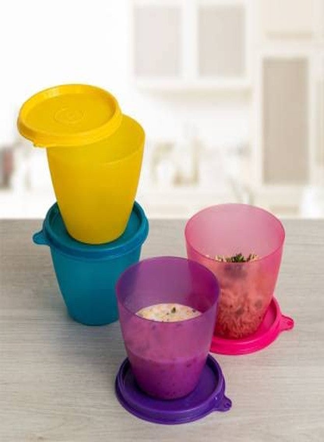 Tupperware Liquid Tight Bowled Over Plastic Fridge Container 400 ml Pack of 4 (Multicolor) - Image 4
