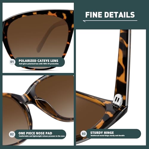 WOWSUN Large Polarized Cat Eye Sunglasses for Women - Image 3
