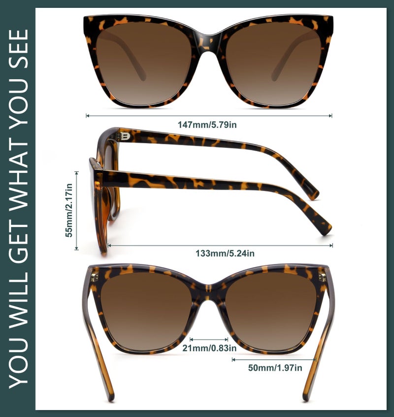 WOWSUN Large Polarized Cat Eye Sunglasses for Women - Image 5