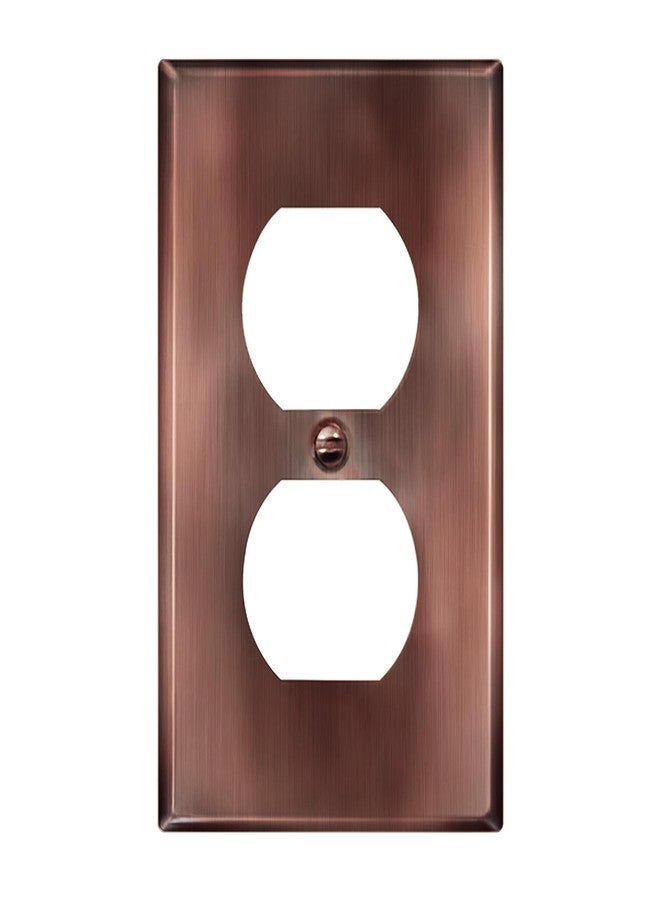 ENERLITES Duplex Receptacle Metal Wall Plate, Stainless Steel Outlet Cover, Corrosion Resistant, Standard Size 1-Gang 4.50" x 2.76", Stainless Steel 201, 7721-AC, Antique Copper - Image 1