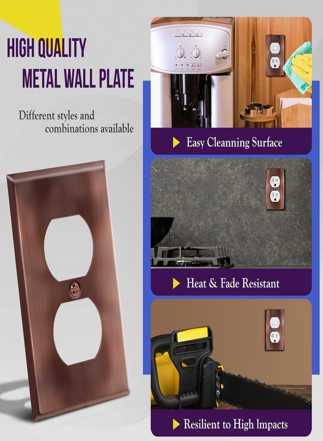 ENERLITES Duplex Receptacle Metal Wall Plate, Stainless Steel Outlet Cover, Corrosion Resistant, Standard Size 1-Gang 4.50" x 2.76", Stainless Steel 201, 7721-AC, Antique Copper - Image 4