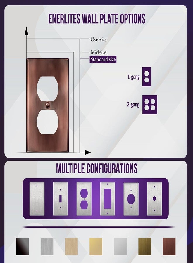 ENERLITES Duplex Receptacle Metal Wall Plate, Stainless Steel Outlet Cover, Corrosion Resistant, Standard Size 1-Gang 4.50" x 2.76", Stainless Steel 201, 7721-AC, Antique Copper - Image 5