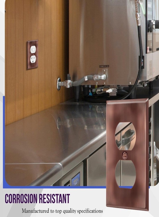 ENERLITES Duplex Receptacle Metal Wall Plate, Stainless Steel Outlet Cover, Corrosion Resistant, Standard Size 1-Gang 4.50" x 2.76", Stainless Steel 201, 7721-AC, Antique Copper - Image 3