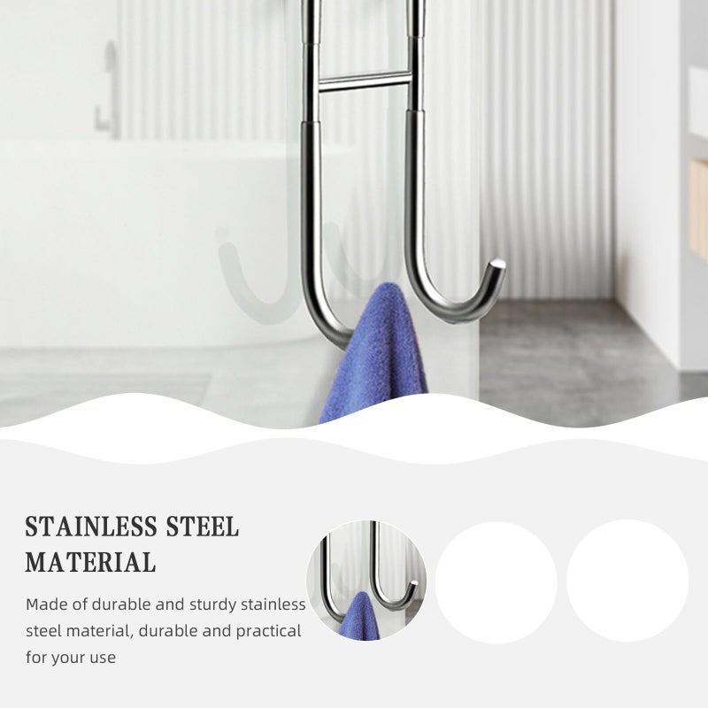 Stainless Steel Over Door Towel Hook Strong Load Bearing Space Saving For Bathroom Kitchen - Image 5