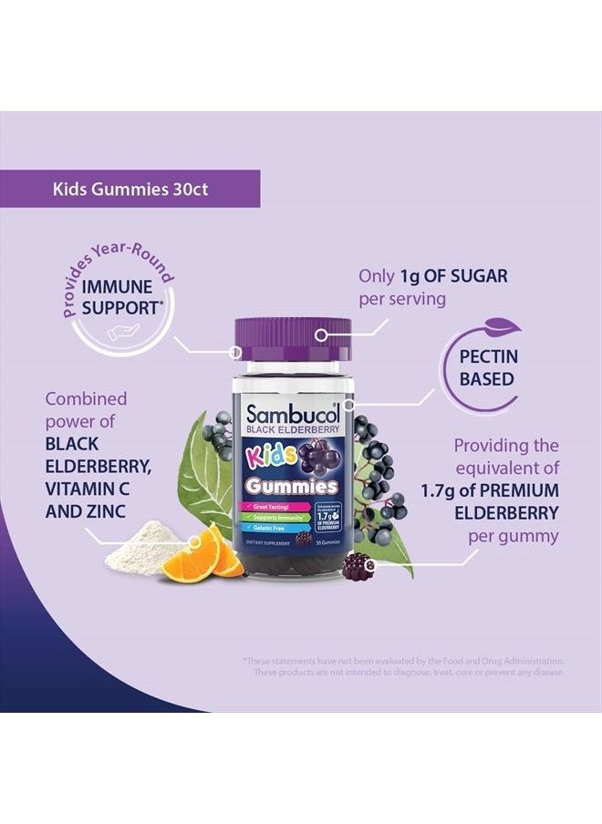 Sambucol Black Elderberry Gummies for Kids - Kids Elderberry Gummies, Added Vitamin C & Zinc, Black Elderberry Gummies Kids, Toddler Elderberry Gummies, Delicious Berry Taste - 30 Count  - Image 3