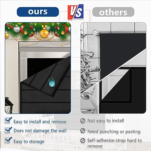 UQM Fireplace Cover, Magnetic Fireplace Blocker Blanket Stops Heat Loss, Indoor Fireplace Draft Stopper Save Energy, Magnetic Fireplace Draft Cover for Iron Fireplace Frame (39"x32") - Image 3
