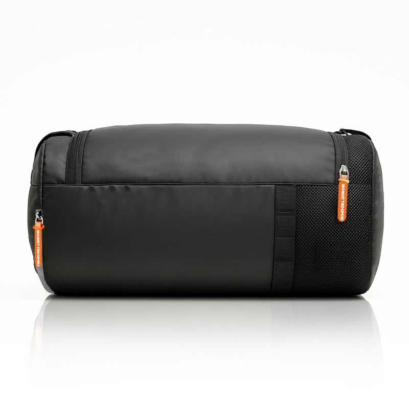 Monkey Troopers Pumpack Duffle Bag for Men & Women, 16L Water-Resistant Polyester Gym Bag with Shoe Compartment, Interior Organizer, Outer Pockets, Detachable Shoulder Strap, Black - Image 4