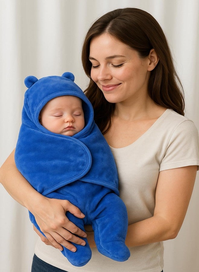 Adhigams Baby Stylish Bathrobe/Bath Towel/Baby Wrapper | Unisex Newborn (6-12 Months) Blue - Image 3