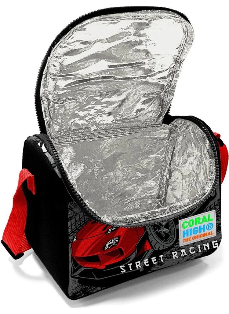 CORAL HIGH Kids Black Red Anime Car Patterned Trolley 3-Piece Bag Set SET0123947