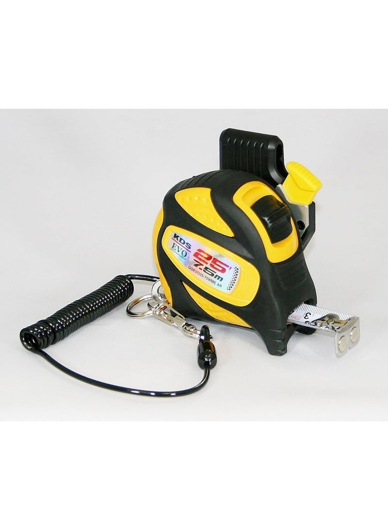 KDS GGEVO25-75WME AR BP GoodGrip Safety Measuring Tape 25ft / 7.5m with Drop Protection, Magnetic Tip & Belt Clip – Yellow/Black - Image 3