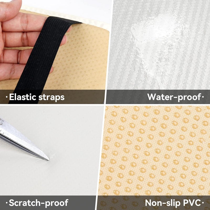 Amiss Car Center Console Pad, Universal Waterproof Car Armrest Seat Box Cover, Car Interior Accessories, Carbon Fiber PU Leather Auto Armrest Cover Protector for Most Vehicle, SUV, Truck, Car (White) - Image 3