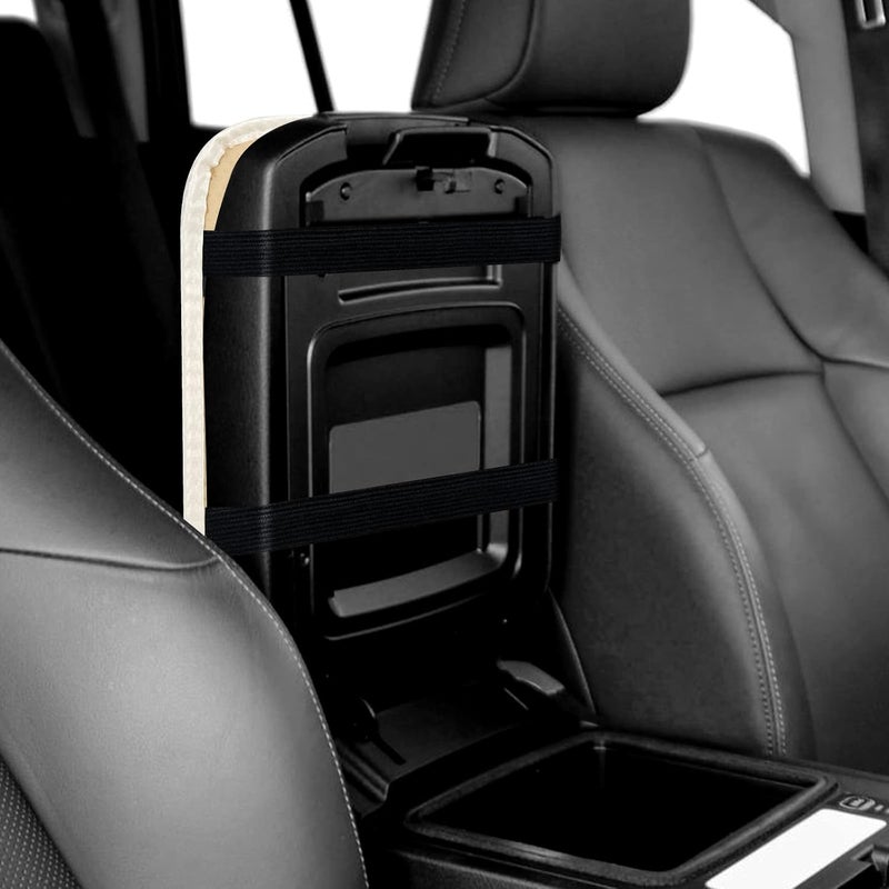 Amiss Car Center Console Pad, Universal Waterproof Car Armrest Seat Box Cover, Car Interior Accessories, Carbon Fiber PU Leather Auto Armrest Cover Protector for Most Vehicle, SUV, Truck, Car (White) - Image 5