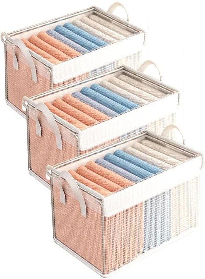 Jukmen Transparent PVC Cloth Storage Box Bedroom Clothes Sundries Sorting Storage Box Foldable Wardrobe Organizer Clothes Container Box for Pants Jeans Sweater T-shirt Stackable Closet (3) - Image 1