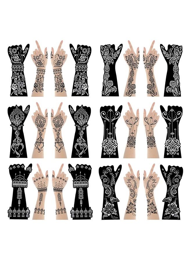 Tiebeauty 20 Sheets Large Henna Tattoo Stencils for Girls Woman Body Paint Indian Arabian Temporary Tattoo Arm Hand Templates Tattoo Stickers Kit