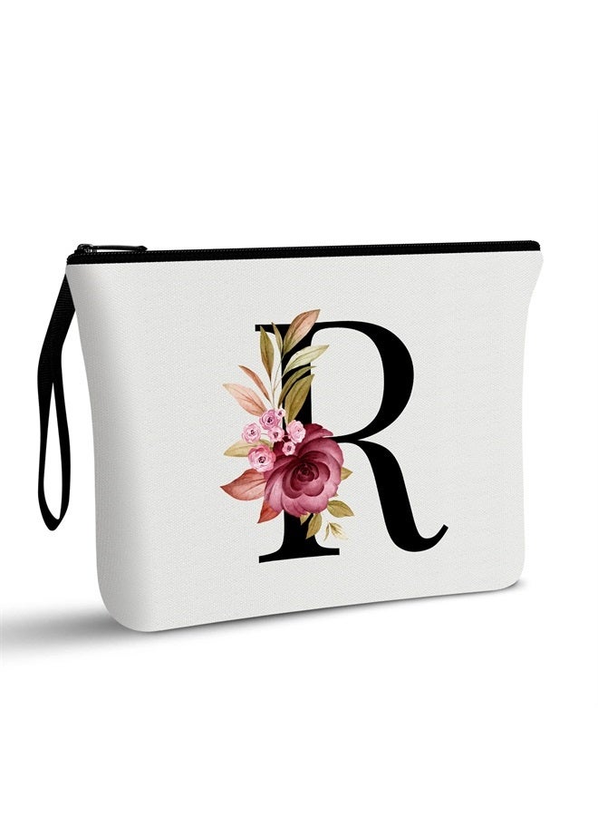 Vavabox A-Z Personalized Makeup Bag,Birthday Gifts for Women Mom,Gifts for Best Friend,Bride Bridesmaid Cosmetic bag (R) - Image 1