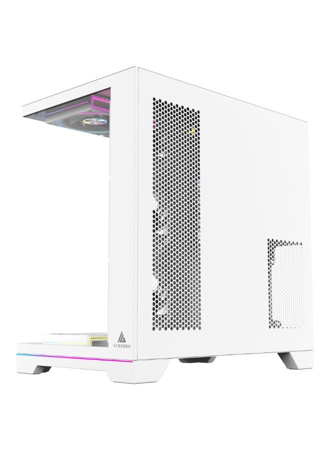 أسيجيك‎ علبة كمبيوتر Mercury R425X RGB ATX Mid Tower، زجاج مقسّى، ATX/Micro-ATX/ITX، وحدة معالجة رسومات 410 مم، مبرد وحدة المعالجة المركزية 165 مم، USB-C/USB 3.0، دعم مشعاع 360 مم، 2 SSD + 2 HDD | أبيض - Image 5