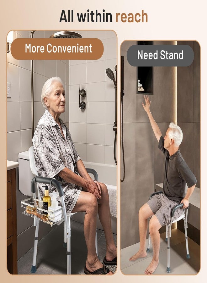 DELLAN Hanging Shower Caddy, Shower Rack with Hooks for Shower & Bath Chair, Bathroom Shower Basket for Elderly, Pregnant, Handicap, Patient - Image 2