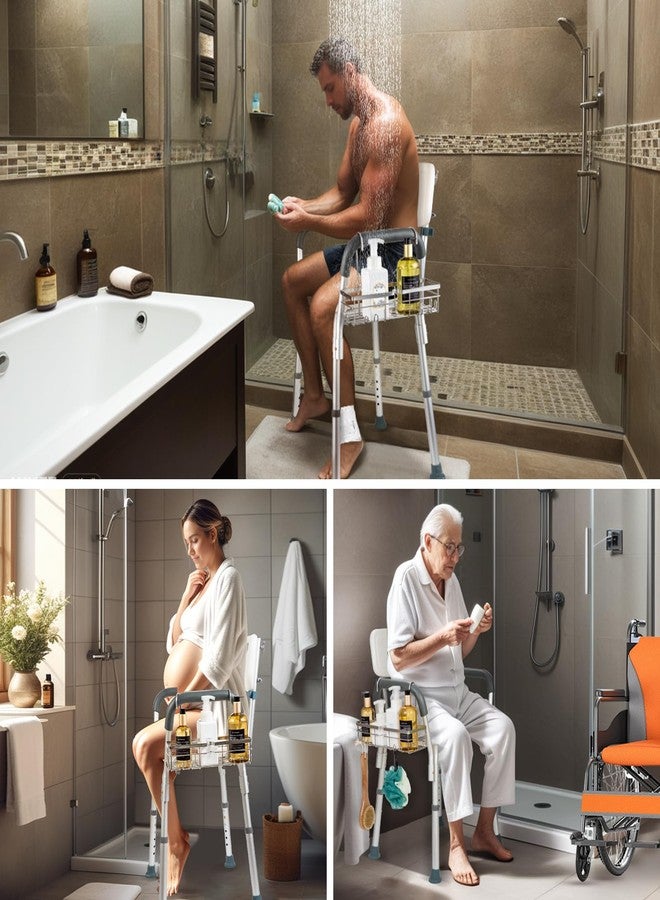DELLAN Hanging Shower Caddy, Shower Rack with Hooks for Shower & Bath Chair, Bathroom Shower Basket for Elderly, Pregnant, Handicap, Patient - Image 4