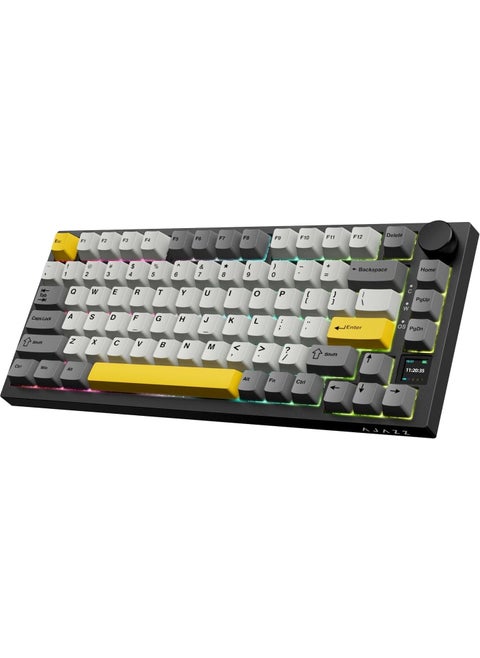 كيبورد ميكانيكي Ajazz AK820 Pro 3 وضعيات 75٪، كيبورد للألعاب مزود بشاشة TFT الذكية وأزرار، بلوتوث 5.1 / 2.4ج وايرلس / كيبورد سلكي نوع-C خاص