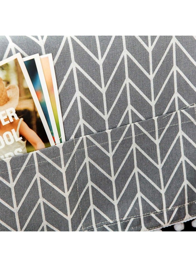 Microwave Oven Cover, Dustproof Protector Decorative Kitchen Appliance Cover, with Side 4 Storage Organizer Bags 11.8x35.4", Oil Proof Cloth Cotton Linen Kitchen Toaster Protector (Grey Arrow)  - Image 4