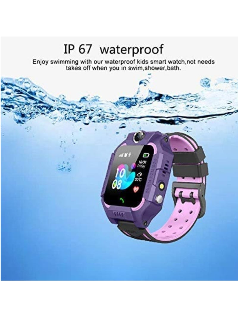 Waterproof Kids Smart Watch GPS Tracker - Boys Girls for 3-12 Year Old with SOS Camera Alarm Call Camera Alarm 1.44'' Touch Screen SOS Kids Cell Phone Smart Watch Track Phone (Purple) - Image 4