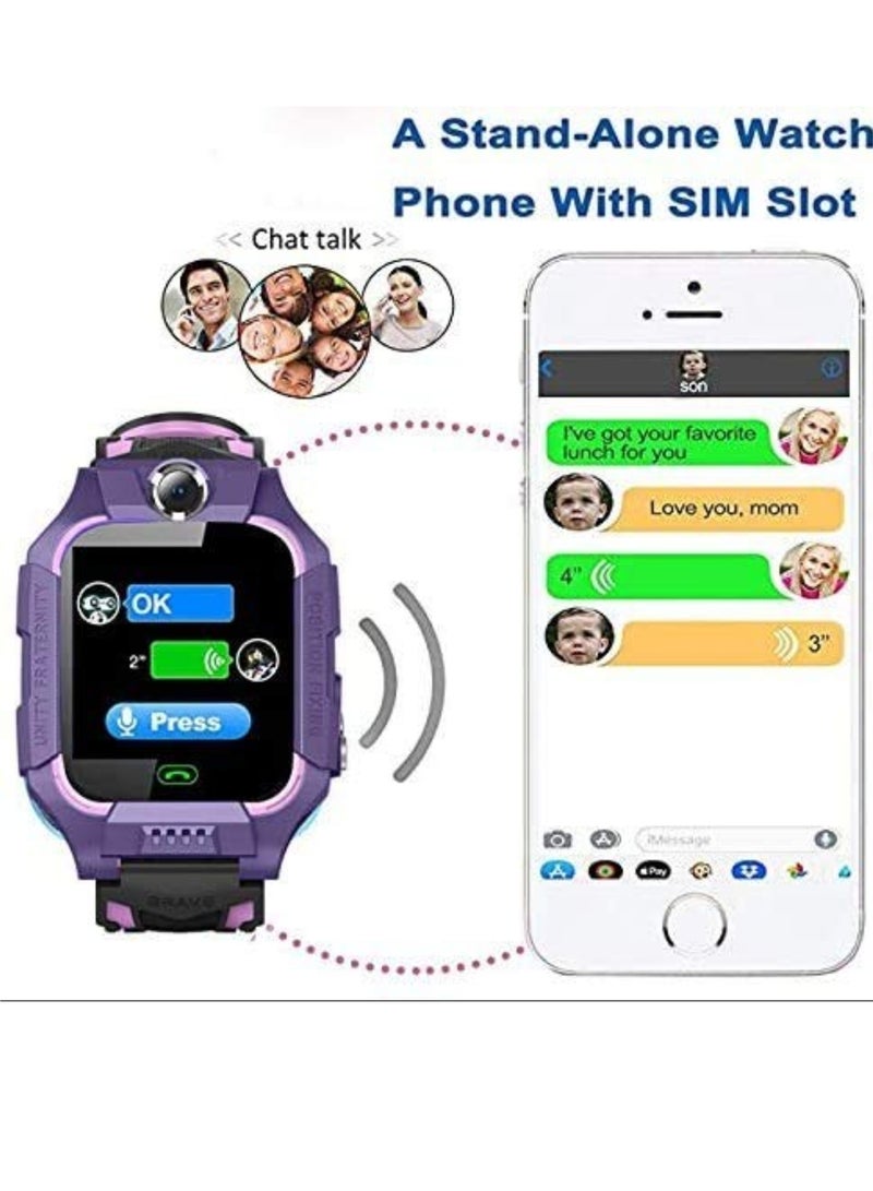 Waterproof Kids Smart Watch GPS Tracker - Boys Girls for 3-12 Year Old with SOS Camera Alarm Call Camera Alarm 1.44'' Touch Screen SOS Kids Cell Phone Smart Watch Track Phone (Purple) - Image 5