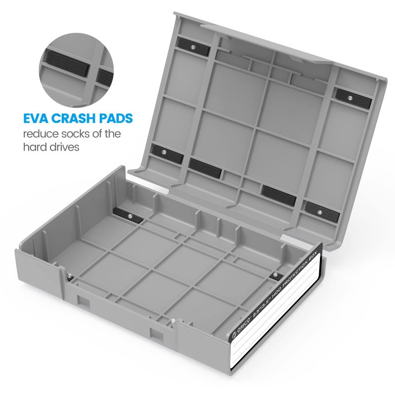 ORICO 5-Pack Hard Drive Carrying Case Protective Box for 3.5/2.5 Inch SSD HDD Portable with Anti-Static,Shockproof and Dust Proof Travel Storage Bag-PHP25-5C - Image 4