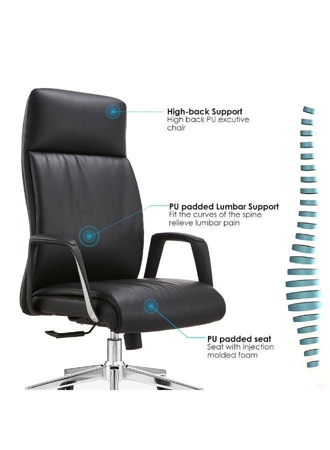 Multiwood High-Comfort Work & Study Chair Offering Spine Alignment, Breathable Comfort and All-Day Seating Stability – Black - Image 2