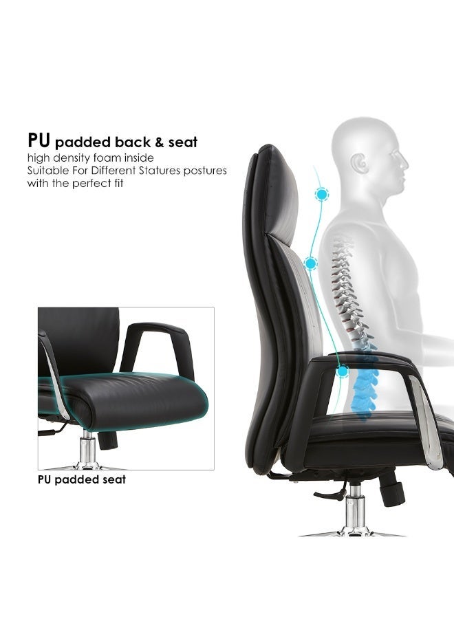 Multiwood High-Comfort Work & Study Chair Offering Spine Alignment, Breathable Comfort and All-Day Seating Stability – Black - Image 5