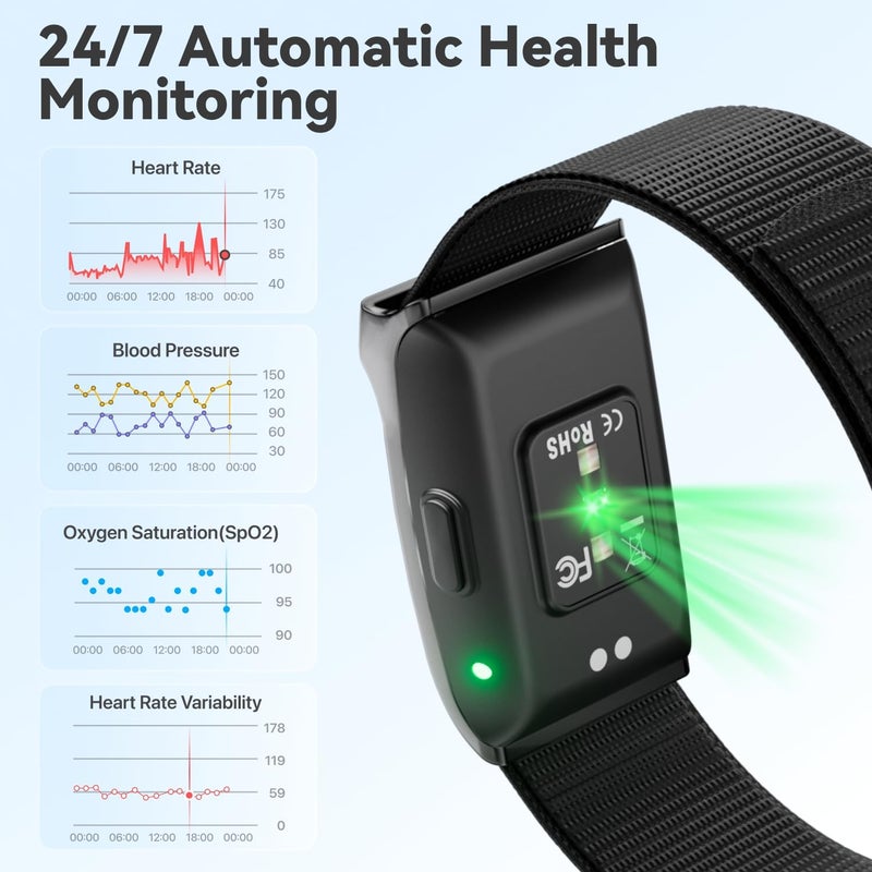 Smart Health Wristband, All Weather Activity & Fitness Tracker with 120+ Sports Step Calorie Counter, Heart Rate Monitoring, 1ATM Waterproof, Free App & Lifetime Updates, 2 Pack Bands(Black) - Image 2