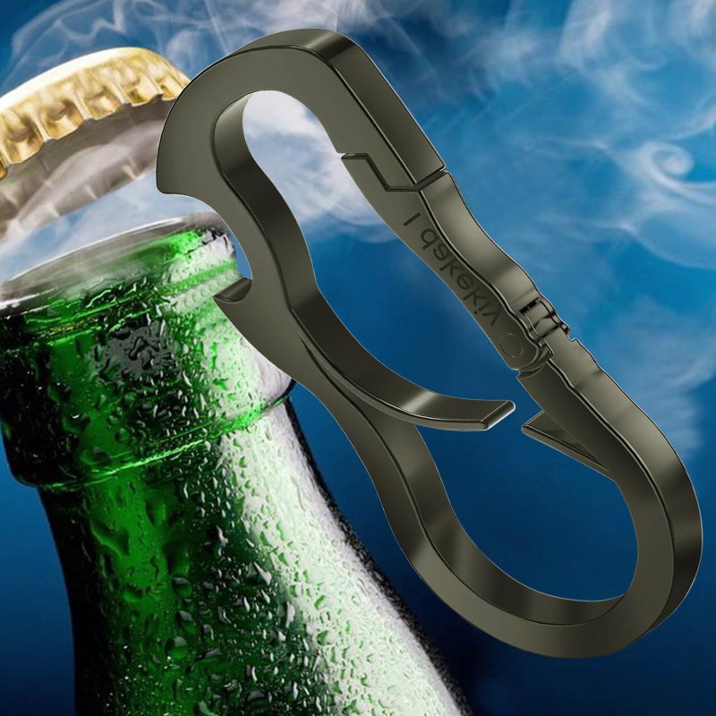 Idakekiy Dual Carabiner Keychain Mutil Tool with Key Chain Bottle Opener for Keys Black - Image 3