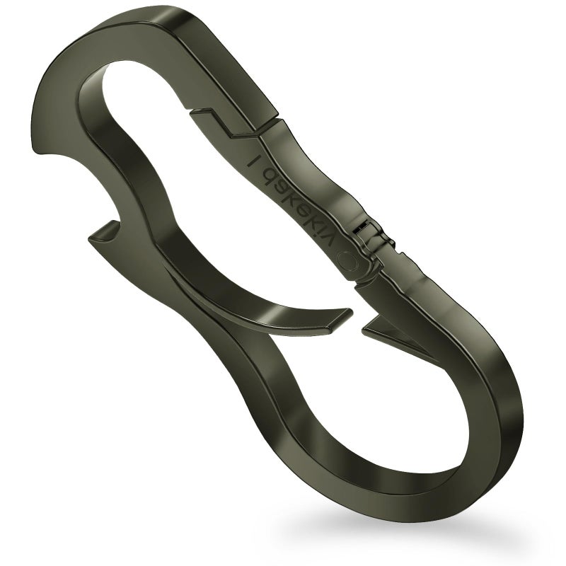 Idakekiy Dual Carabiner Keychain Mutil Tool with Key Chain Bottle Opener for Keys Black - Image 1
